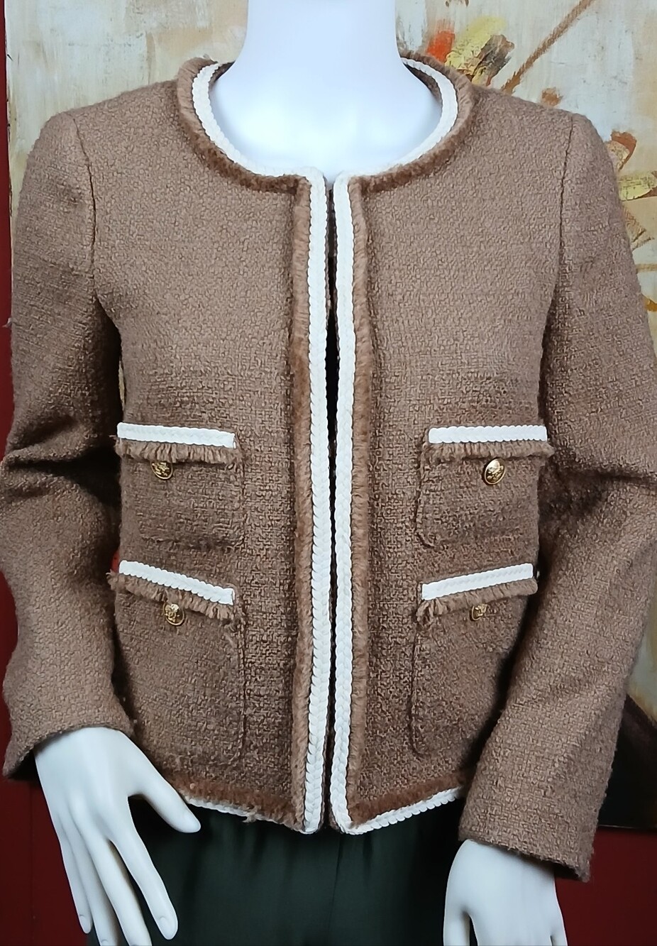 J.Crew Tweed Braided Trim Lady Jacket Size 2